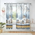 thumbnail image 1 of Yayeee Window Curtains Light Filtering 63"x42" Grommet Panel Pair Home Living Room Decor, Winter Village, 1 of 7