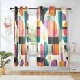 thumbnail image 1 of Yayeee Window Curtains Set of 2 for Living Room Light Filtering 63"x52", Beige Abstract, 1 of 7