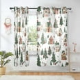 thumbnail image 1 of Yayeee Window Curtains Set of 2 for Living Room Light Filtering 63"x52", Brown Christmas House, 1 of 7