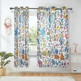 thumbnail image 1 of Yayeee Window Curtains Set of 2 for Living Room Light Filtering 63"x52", Doodle Pattern, 1 of 7