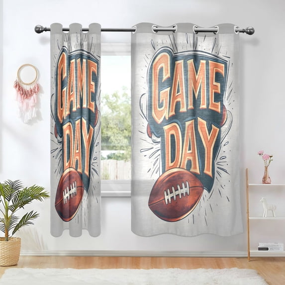 Yayeee Window Curtains Light Filtering 63"x52" Grommet Panel Pair Home Living Room Decor, Game Day