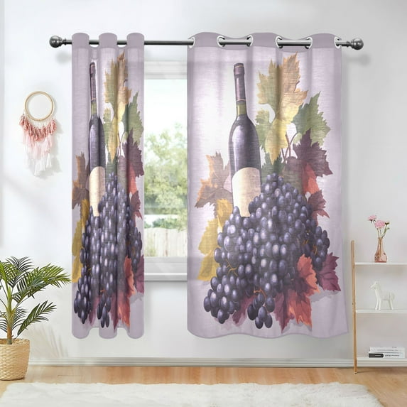 Yayeee Window Curtains Set of 2 for Living Room Light Filtering 63"x52", Grape Red Wine