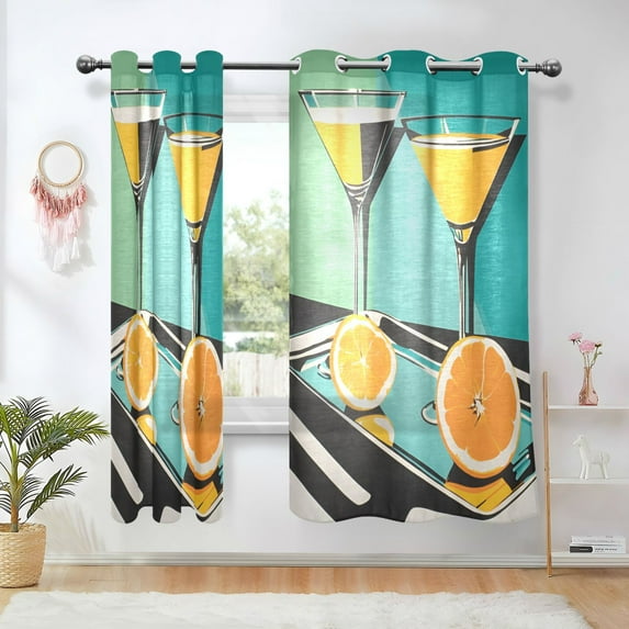 Yayeee Window Curtains Set of 2 for Living Room Light Filtering 63"x52", Orange Glasses