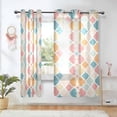 thumbnail image 1 of Yayeee Window Curtains Light Filtering 63"x52" Grommet Panel Pair Home Living Room Decor, Pink Abstract Pattern, 1 of 7