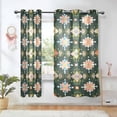 thumbnail image 1 of Yayeee Window Curtains Light Filtering 63"x52" Grommet Panel Pair Home Living Room Decor, Pink Geometric Flowers, 1 of 7
