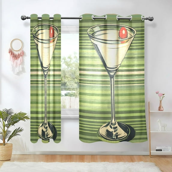 Yayeee Window Curtains Set of 2 for Living Room Light Filtering 63"x52", Red Martini