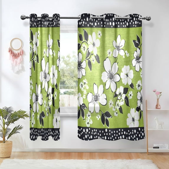 Yayeee Window Curtains Light Filtering 63"x52" Grommet Panel Pair Home Living Room Decor, Retro Floral