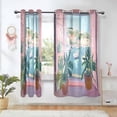 thumbnail image 1 of Yayeee Window Curtains Light Filtering 63"x52" Grommet Panel Pair Home Living Room Decor, Sea Boat, 1 of 7