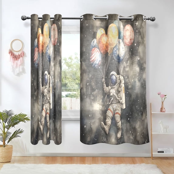Yayeee Window Curtains Set of 2 for Living Room Light Filtering 63"x52", Watercolor Space