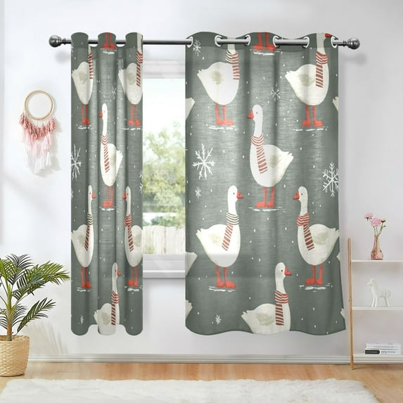 Yayeee Window Curtains Set of 2 for Living Room Light Filtering 63"x52", Winter Goose