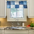 thumbnail image 1 of Yayeee Window Valance for Kitchen Farmhouse Rod Pocket Blue and Gray Paid Pattern Short Curtain for Living Room, 1 of 6