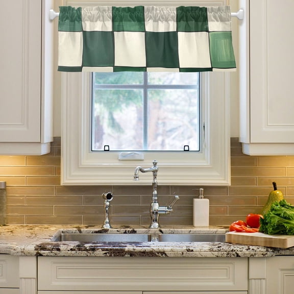 Cottagecore Floral Window Valance Curtain Farmhouse White Roses Green ...