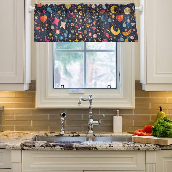 Yayeee Window Valance for Kitchen Farmhouse Rod Pocket Small Space Pattern Short Curtain for Living Room