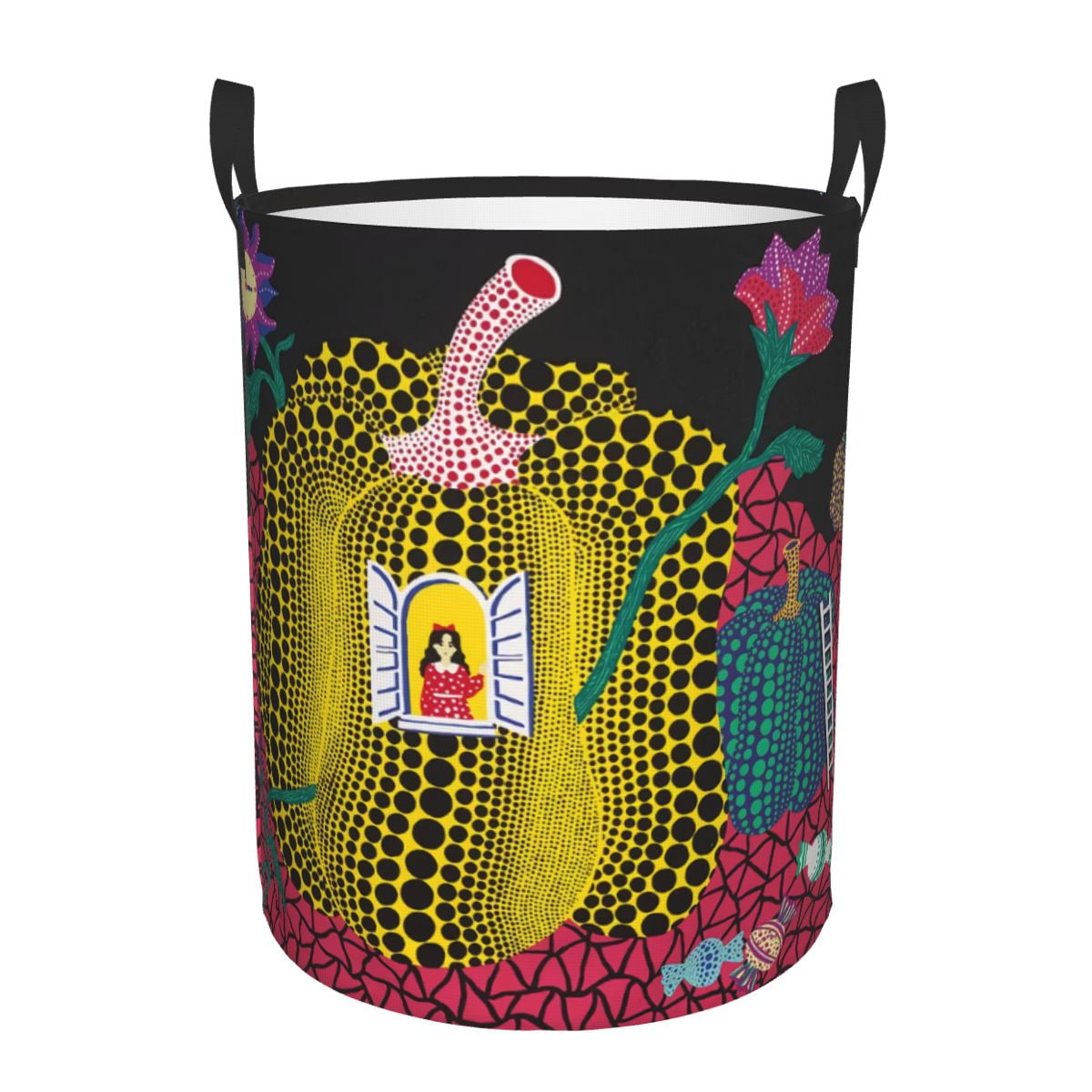 Yayoi Kusama Abstract Painting Laundry Basket Collapsible Large Clothes