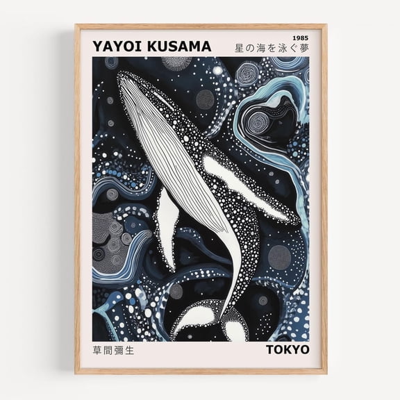 Yayoi Kusama Abstract Whale Art Print, Humpback Whale Yayoi Kusama Exhibition, Japanese Art, Kusama Poster, Yayoi Kusama UNFRAMED