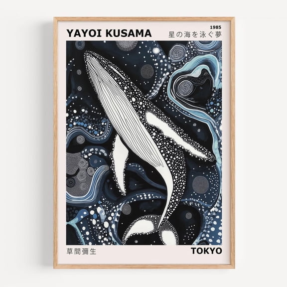 Yayoi Kusama Abstract Whale Humpback Exhibition Wall Art, Unframed Paper Poster 8x10in