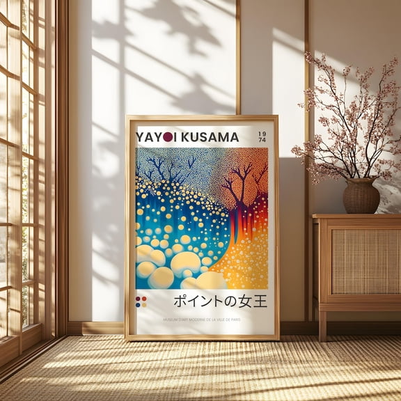 Yayoi Kusama Botanical Forest Wall Art Print – Contemporary Nature Landscape Design for Gallery Inspired Home or Modern Interior Decor, Size 24x36 Unframed Poster