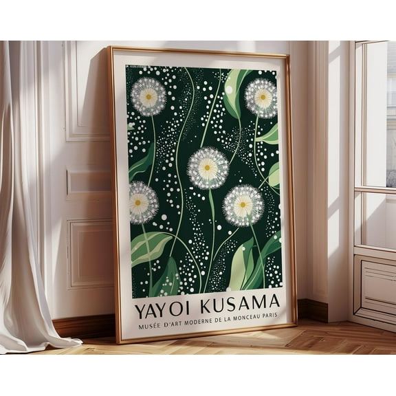 Yayoi Kusama Dandelions 1985 Print | Exhibition Wall Art Japanese | Museum Gallery Wall Print for Bedroom| Japandi Wall Art for Living Room, 8x12 UNFRAMED