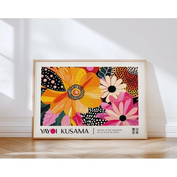 Yayoi Kusama Floral Explosion Art Poster | Bold Flower Wall Art Print | Modern Abstract Home Decor, 24x36 UNFRAMED