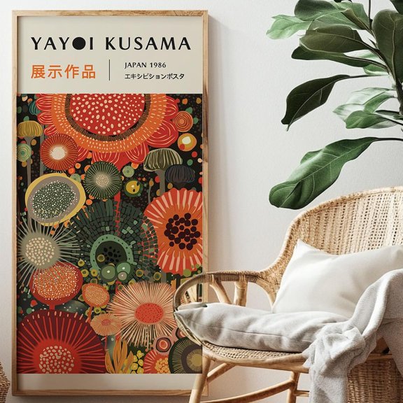 Yayoi Kusama Floral Poster Japanese Gallery Wall Art Modern Poster Wall Decor Flower Wall Art Print -E056