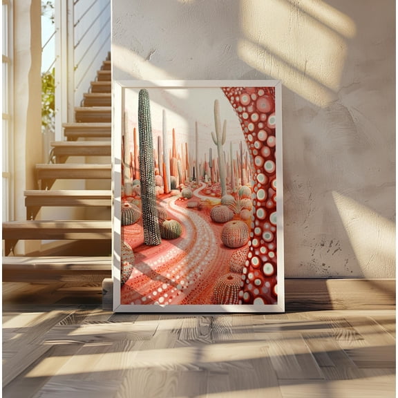 Yayoi Kusama-Inspired Art Print, Polka Dot Artwork, Modern Abstract Art, Colourful Pop Art Home Decor, Japanese Inspired Home Decor #2706, Unframed Canvas Size 8x12