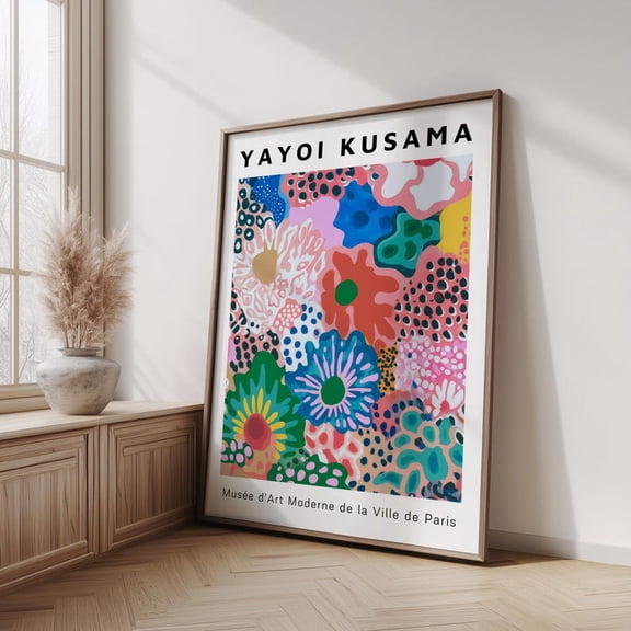Yayoi Kusama Inspired Colorful Floral Abstract Paper Poster Japanese Modern Wall Art 24x36 UNFRAMED