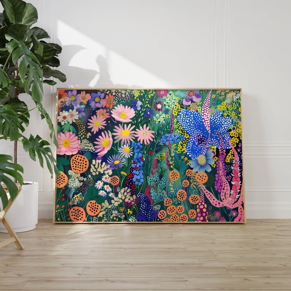 Yayoi Kusama Inspired Colorful Floral Wall Art Print, Japanese Abstract ...