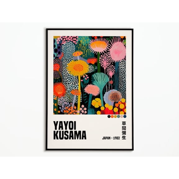 Yayoi Kusama Inspired Decorative Art Paper Poster Japanese Modern Wall Decor 24x36 UNFRAMED