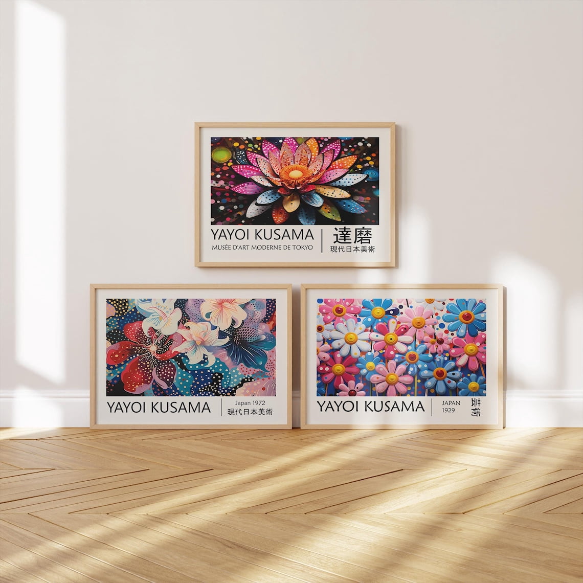 Yayoi Kusama Inspired Japandi Gallery Set Of 3 Wall Art Prints ...