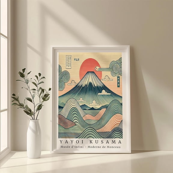 Yayoi Kusama Inspired Mount Fuji Japanese Mountain Poster 8x12 UNFRAMED