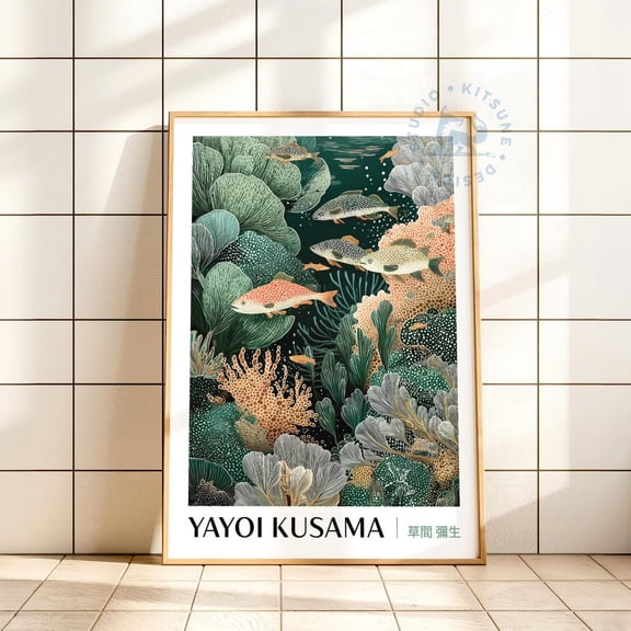 Yayoi Kusama Inspired Ocean Art Coral Reef Decor, Unframed Paper Print Size 8x12