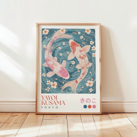 Yayoi Kusama Pink Koi Fish Japanese Poster Wall Art Decor 8x12 UNFRAMED