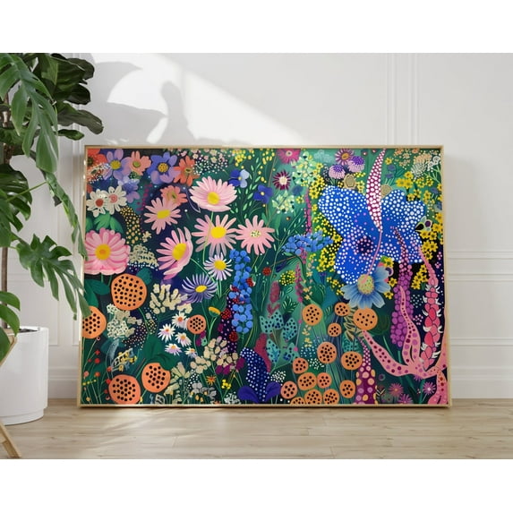 Yayoi Kusama Poster - Colorful Floral Art In Japandi Wall Art Style, Yayoi Kusama Print, Abstract Kusama Poster, Japanese Art Wall Art, Modern Wall Decor, 16x24 UNFRAMED