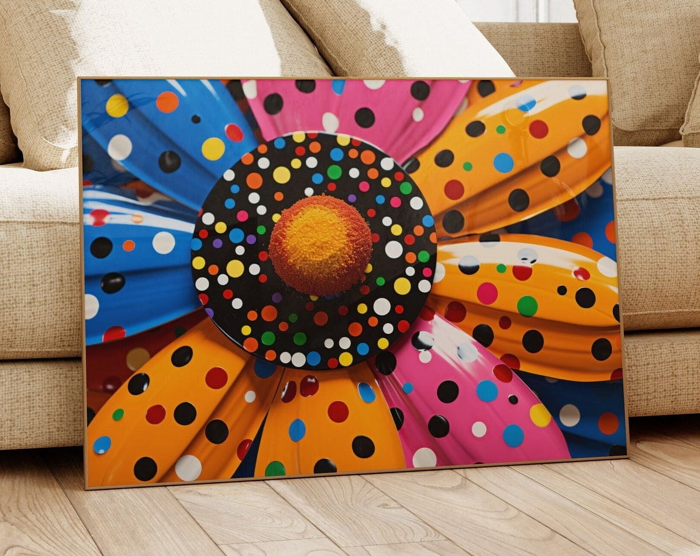 Yayoi Kusama geïnspireerde zwarte kat print, Japanse kat kunst