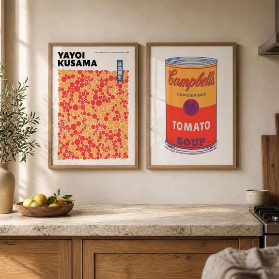 Yayoi Kusama Warhol Print Pop Art Wall Decor Campbell Soup Poster Eclectic Gallery Wall Modern Colorful Art Prints 7 Poster Set 2