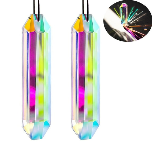 Triani 2 Pack Large Crystal Sun Catchers, 5" Windows Retangle Prism Sun Catchers for Garden/Home Decor /Office /Living Room/Windows /Hanging Ornaments
