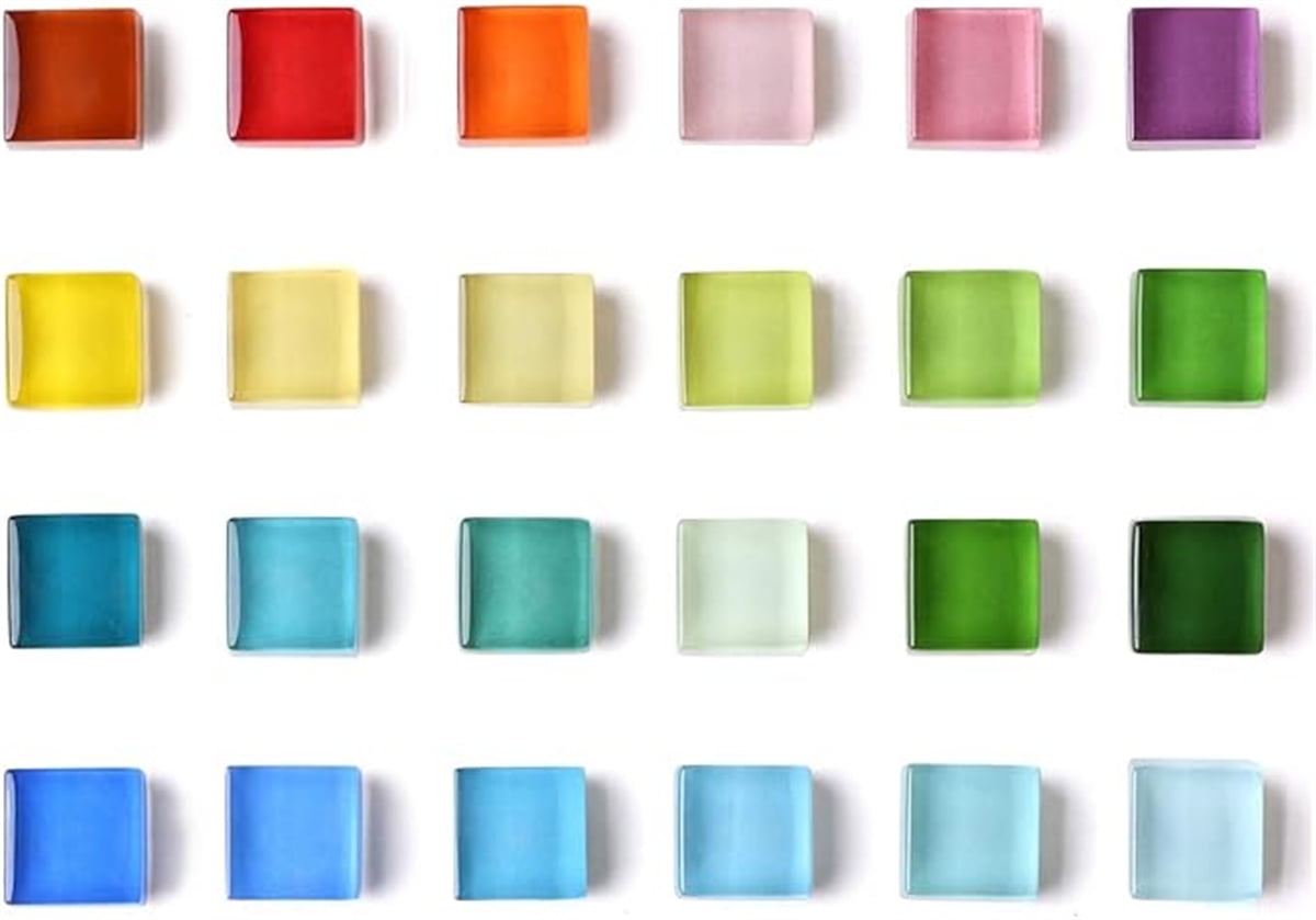 Colorful Glass Square Refrigerator Magnets Set of 24