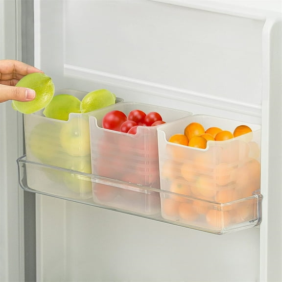 Yayun 3 Pcs Refrigerator Organizer Bins, Fridge Side Door Storage Containers, Refrigerator Plastic Organizer Box, Pantry Kitchen Organization for Fruits, Vegetables (Clear, 4.7"x4"x5")