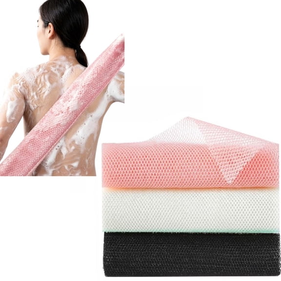Triani 3 Pieces African Exfoliating Net African Nylon Scrubby Towel African Long Net Bath Sponge African Scrubbing Net Rag African Wash Net for Skin Smoother Daily Use