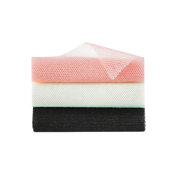 Yayun African Exfoliating Net, Nylon Sponge Net,African Nylon Scrubby Towel, Body Exfoliating Long Net Shower Body Back Scrubber Skin Smoother(3Pcs, Black+White+Pink)