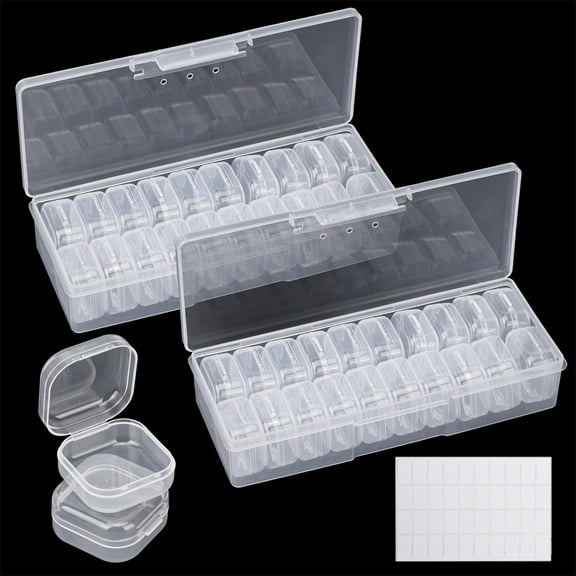 Yayun 40Pcs Clear Organzier Box, Bead Organizers Case, 2 Sets ing Storage Container with Mini Boxes for Craft Organziers and Storage Art Embroidery Nail Accessories