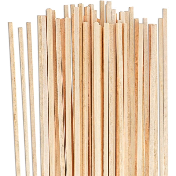 Yayun 50 Pcs Wooden Dowel Rods, Square Wooden Dowels for DIY Crafts, 0.2" x 12" Wooden Square Dowel Rods for Crafting for Arts and DIY Projects, Home Decor, Woodworking