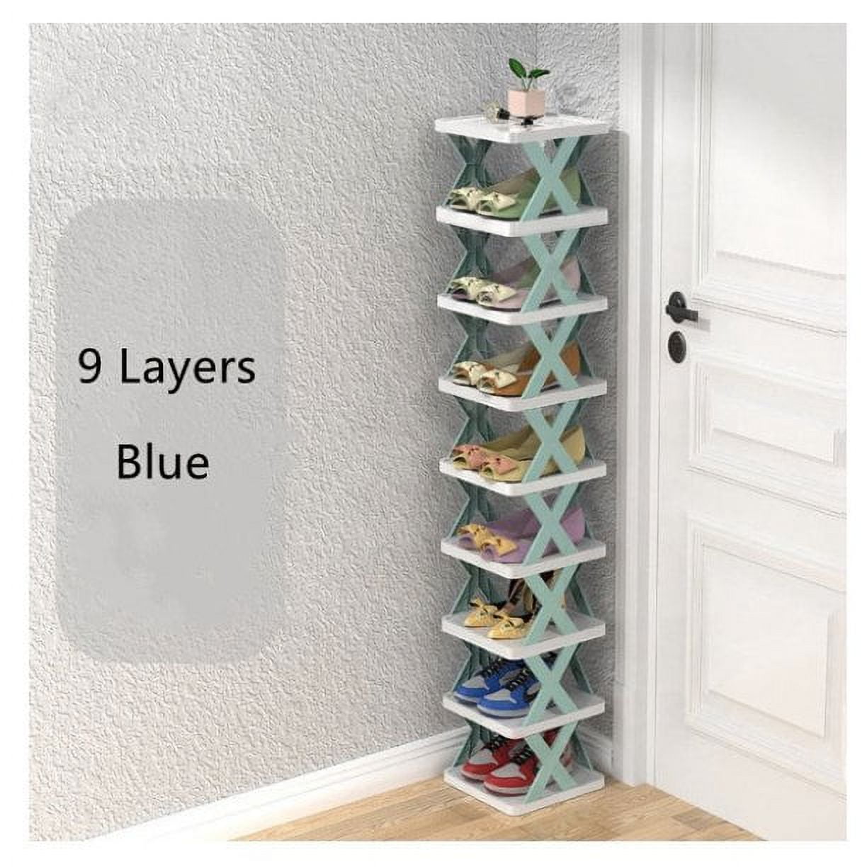  6 Tier Narrow Shoe Rack, Small Vertical Shoe Stand, Space  Saving DIY Free Standing Shoes Storage Organizer for Entryway, Closet,  Hallway, Easy Assembly and Stable in Structure, White and Green 