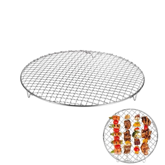 Yayun Barbecue Steaming Cooling Rack,11x11x2In Portable Round Grilling Rack for Cooking,1Pcs Stainless Steel Barbecue Mesh for Home,Party