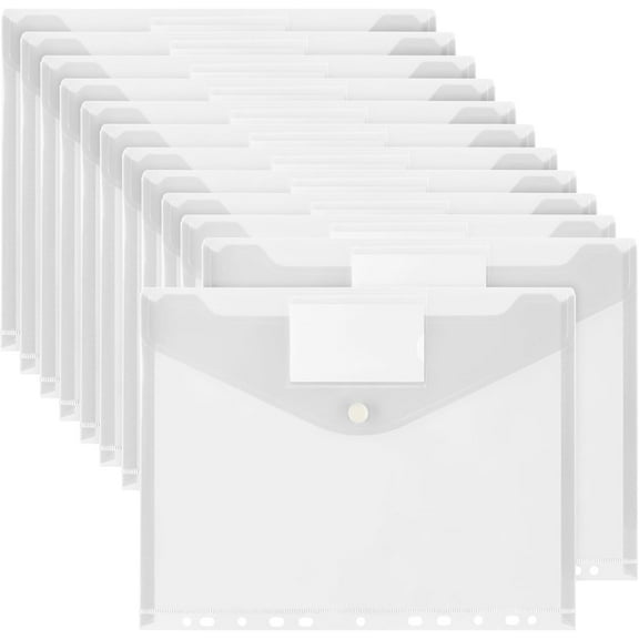 Yayun Clear Binder Folder,9.5x12In Reusable Expandable Pocket Folder,12Pack Portable Expandable Label Pocket Bag,Side Mounted Binder