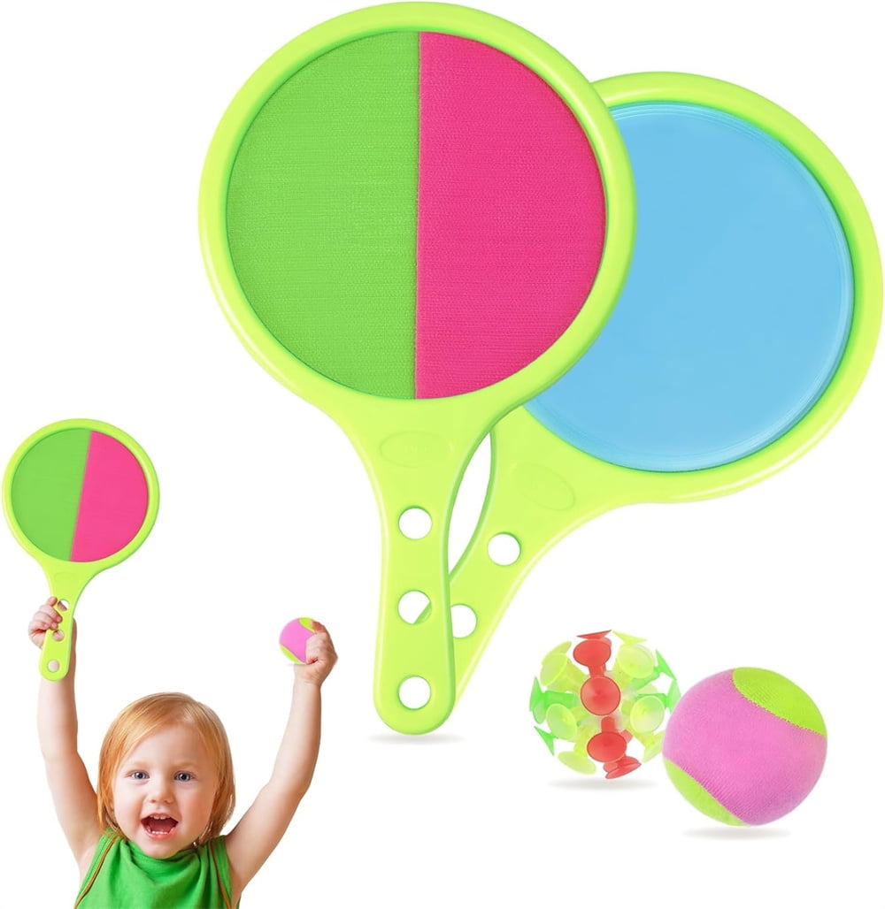 Yayun Double Sided Catch Ball Game Set with 2 Paddles 1 Soft & 1 ...