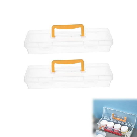 Yayun Drawing Tools Storage Box,12.7x3.2x2.4In Portable Watercolor Brush Travel Case for Store Items,2Pack Durable Pencil Storage Container