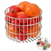 TRIANI Fruit Basket Stainless Steel Fruit Storage Basket,5.2x 3.9" Wire Round Fruit Basket for Kitchen Counter,Mesh Colander Basket for Fruits,Vegetables,Snacks (Cylindrical Shape)