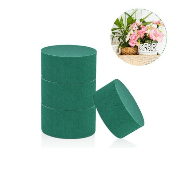 Yayun Green Wet Dry Flower Foams,7.9x7.9x1.6In Round Floral Foam for Party Decoration,4Pack,Arty Decoration for Home,Party