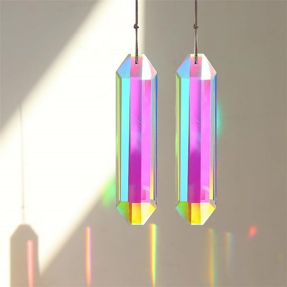 Yayun Rainbow Suncatcher, Window Crystal Suncatcher Prism Hanging Chandelier, ABColors Crystal Stick Pendant Crystal Light Catcher for Rainbow Reflection Garden Decoration, 5in